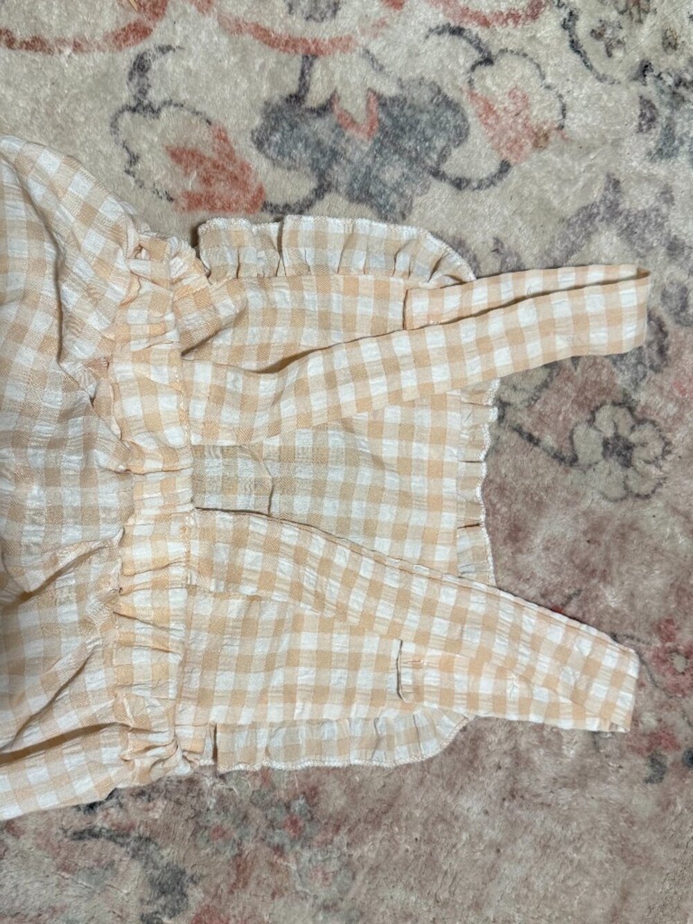 “He Is Risen” Gingham Bell Bottom Romper Toddler - Picture 5 of 6
